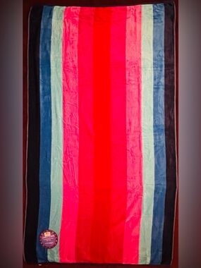 Lively Stripe Soft Velour Oversized Beach Towel
